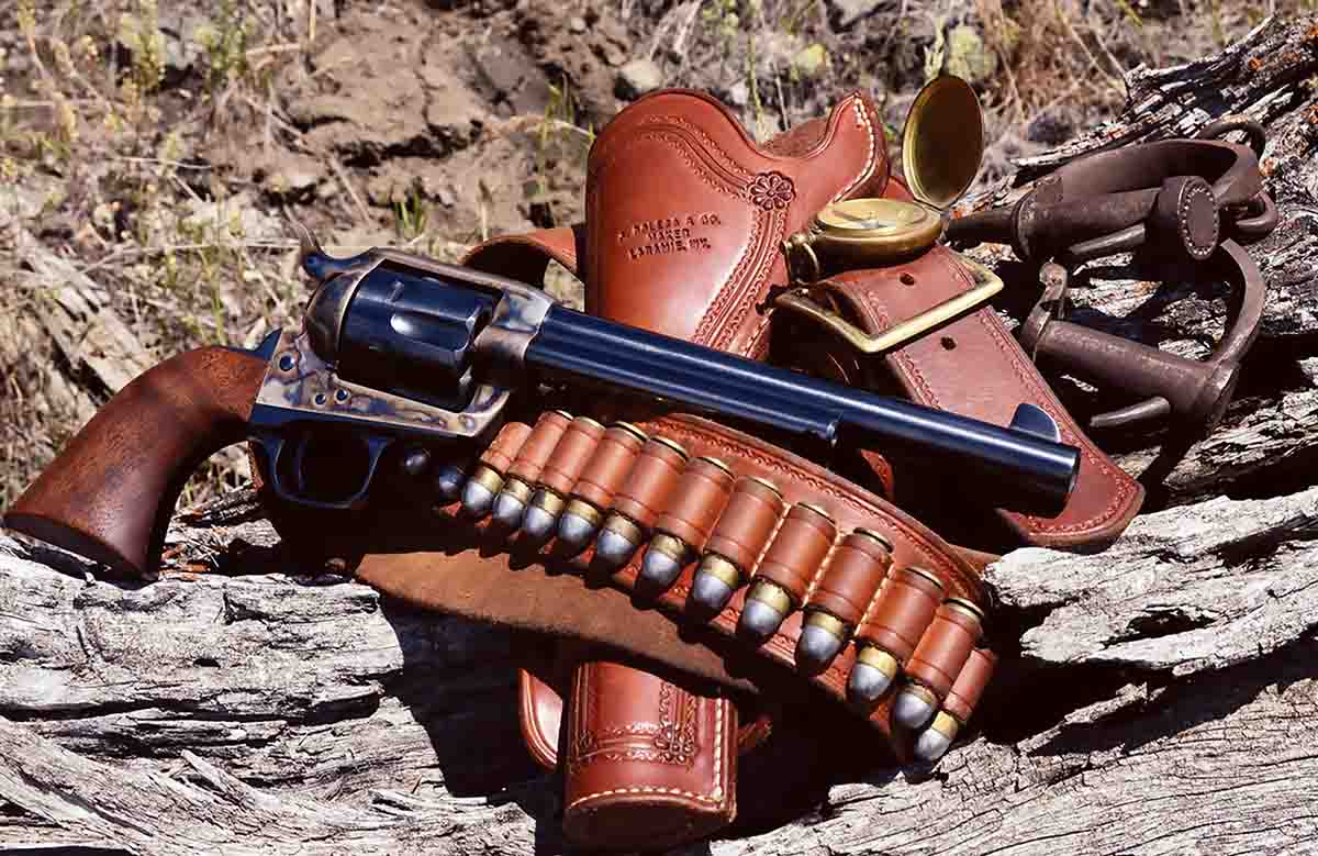 Mike views this customized 2010 vintage 45 as likely his finest Colt SAA. It was remodeled by Peacemaker Specialists to duplicate an 1880s Colt SAA.